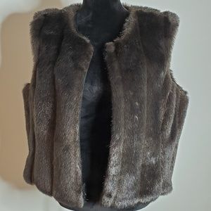 Rebecca Thomas Brown Faux Fur Vest XL EUC
